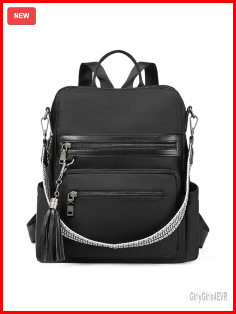 Vegan Leather Large Travel College Backpack Purse with Tassel